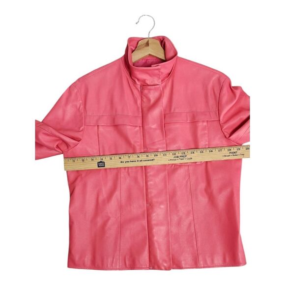 Elegant Pink Leather Biker Jacket for Women Size S - Picture 8 of 9